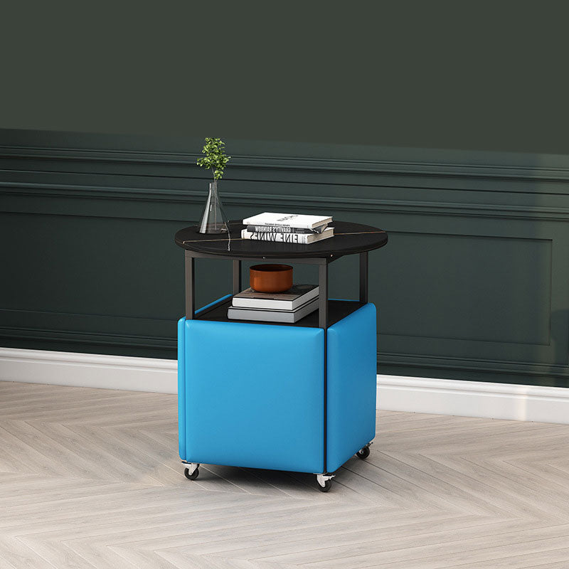 25.6" Tall Contemporary Style Side End Table Round Sofa Side Accent Table