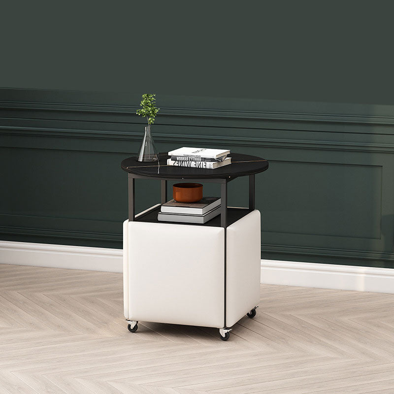 25.6" Tall Contemporary Style Side End Table Round Sofa Side Accent Table