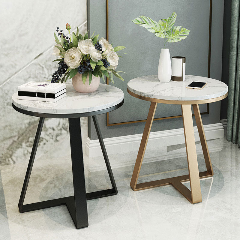 19.69 inch Wide Contemporary Style Side End Table Metal Round Sofa Side Accent Table