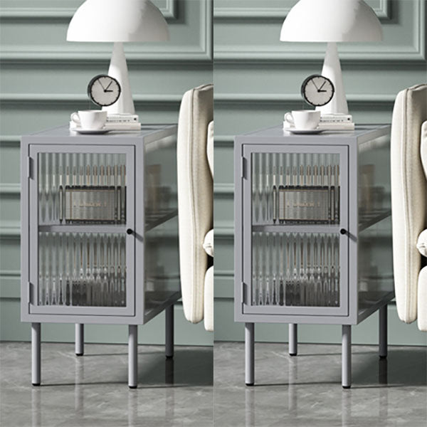 Metal Rectangle Top Side Table 23.6" Tall 4 Legs End Table with Storage