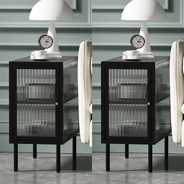 Metal Rectangle Top Side Table 23.6" Tall 4 Legs End Table with Storage
