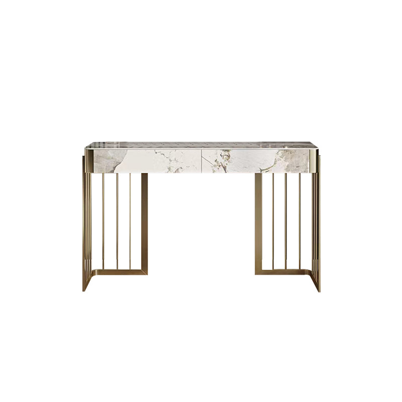 Luxurious Makeup Vanity Set Stone Top Dressing Table Stool Set