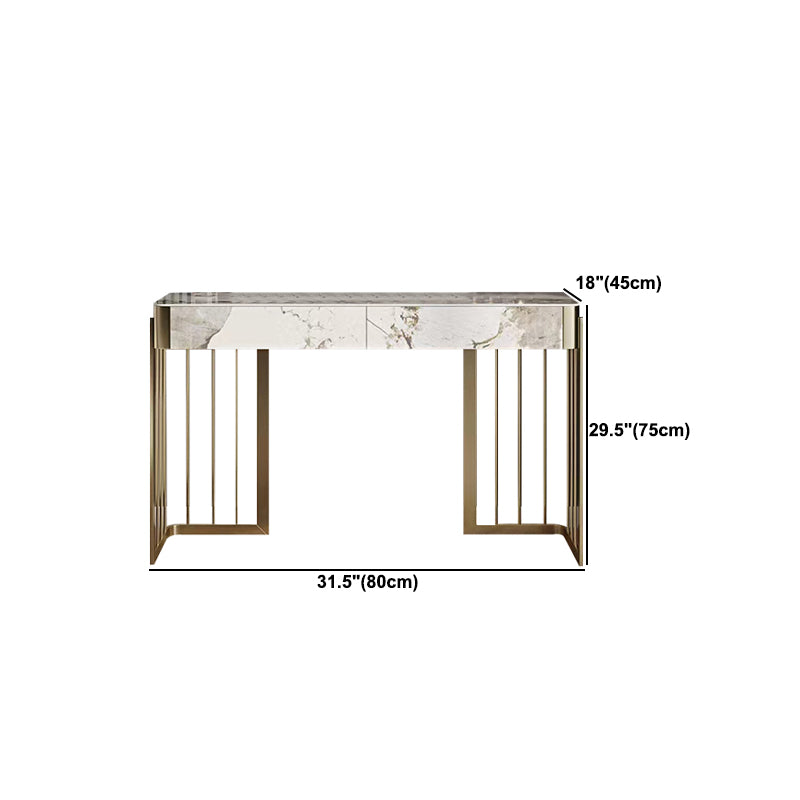 Luxurious Makeup Vanity Set Stone Top Dressing Table Stool Set