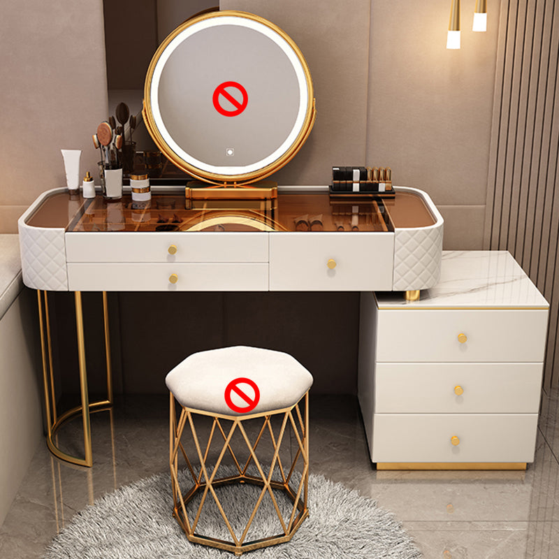 Glam Wooden Makeup Vanity Desk with Drawer, Grey/White Vanity Set