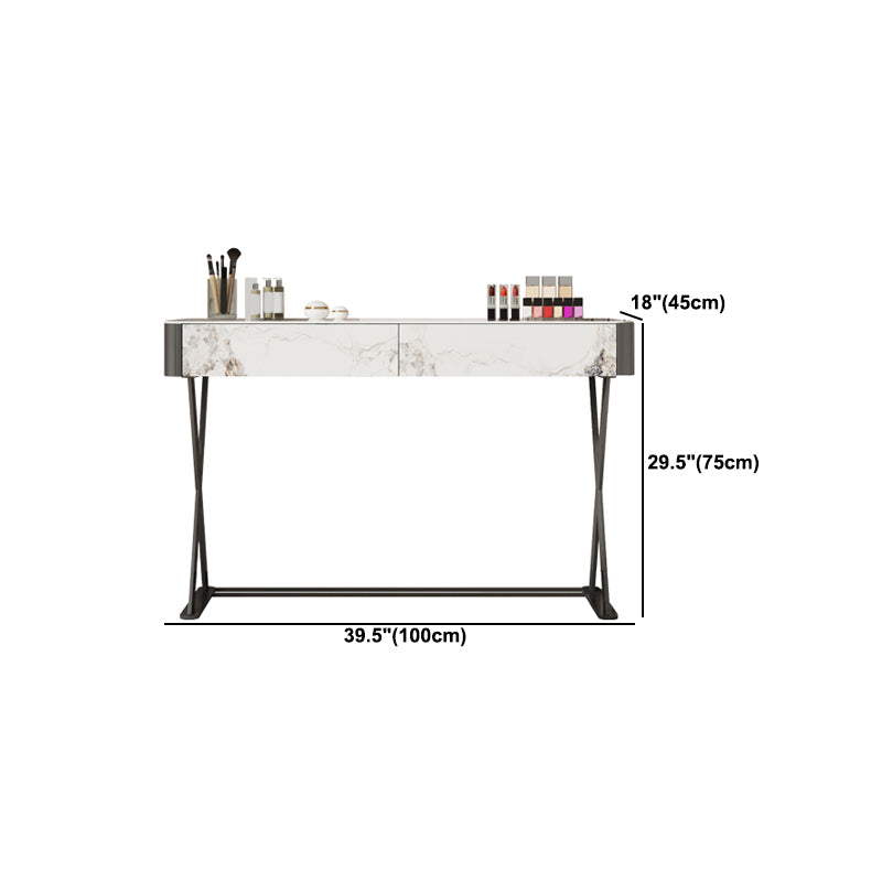 Luxurious Vanity Set 2 Storage Drawers with Padded Stool in White