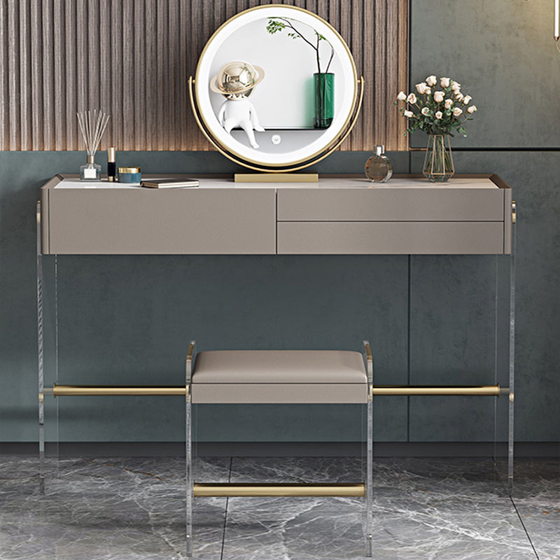 Glam Slate Top Makeup Vanity Desk 3 Drawer Vanity Dressing Table