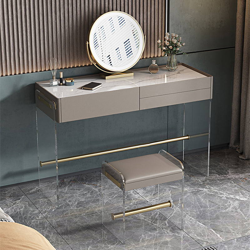 Glam Slate Top Makeup Vanity Desk 3 Drawer Vanity Dressing Table