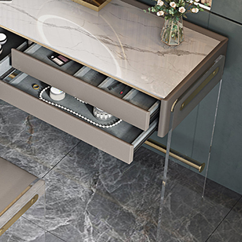 Glam Slate Top Makeup Vanity Desk 3 Drawer Vanity Dressing Table