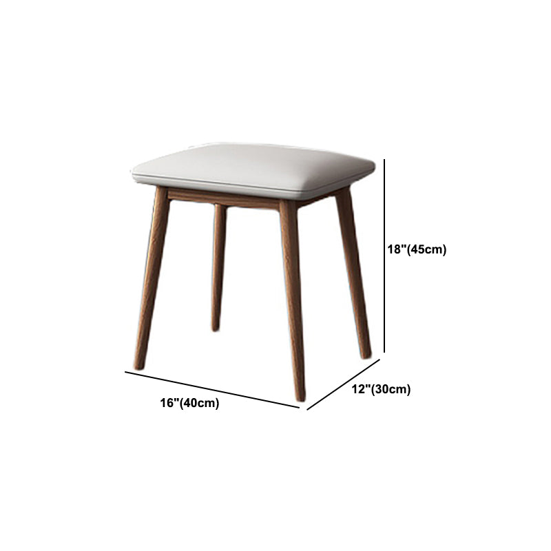 Contemporary Vanity Table and Stool Set With Mirror, Wood Makeup Vanity Set