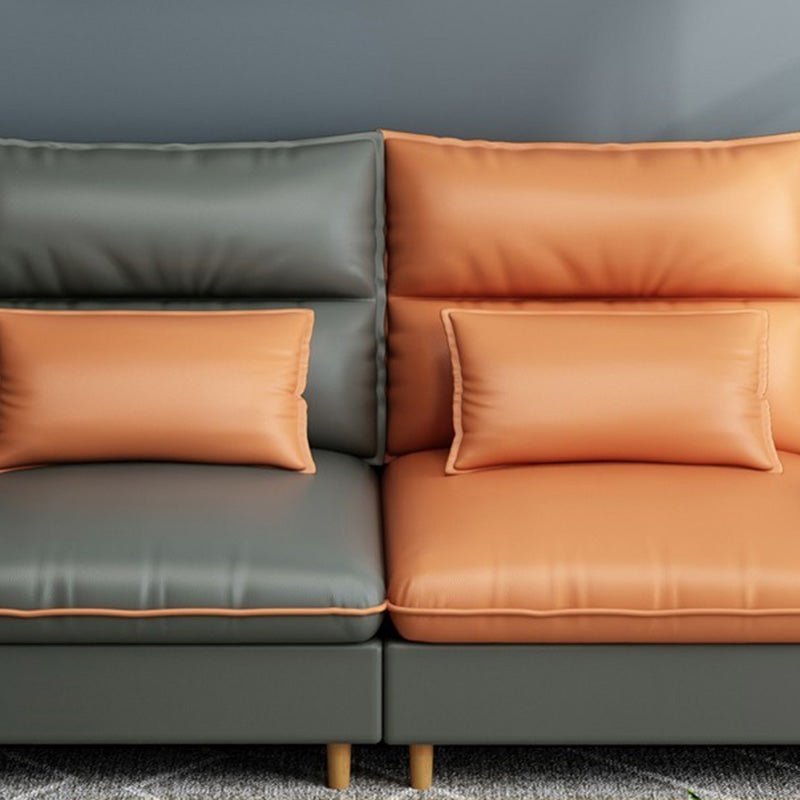 Modern Storage Faux Leather Sectioanl with Pillow Back for Living Room