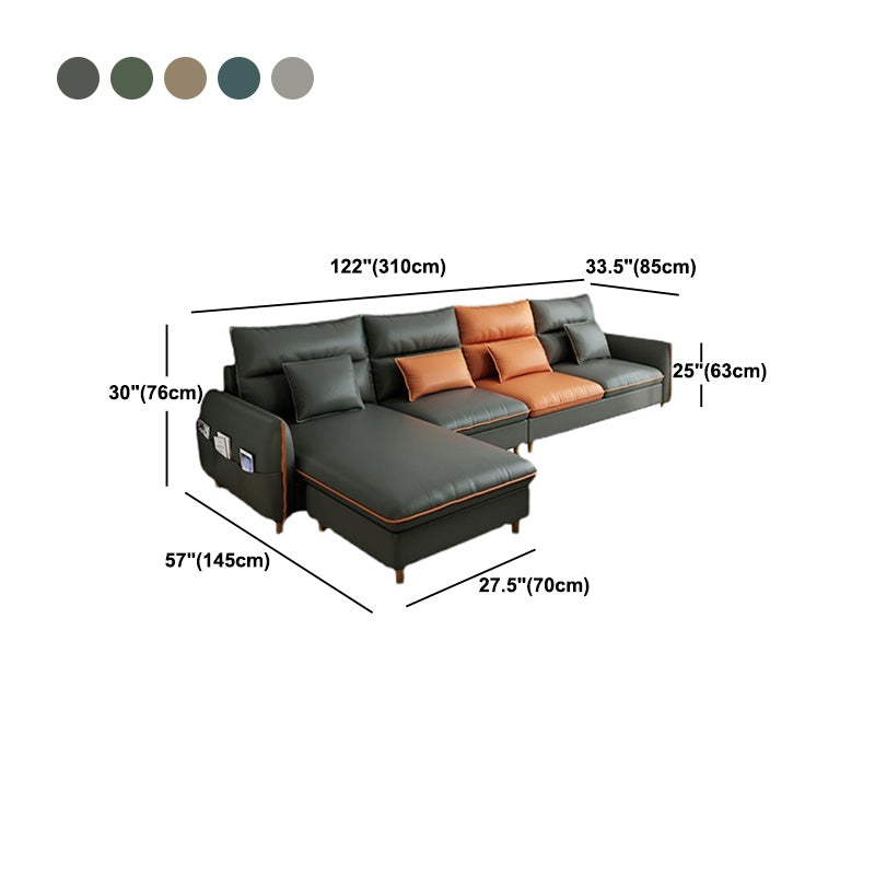 Modern Storage Faux Leather Sectioanl with Pillow Back for Living Room