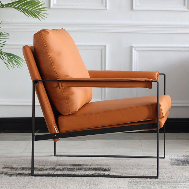 Contemporary Faux Leather Sled Pillow Back with Black Legs Accent Armchair