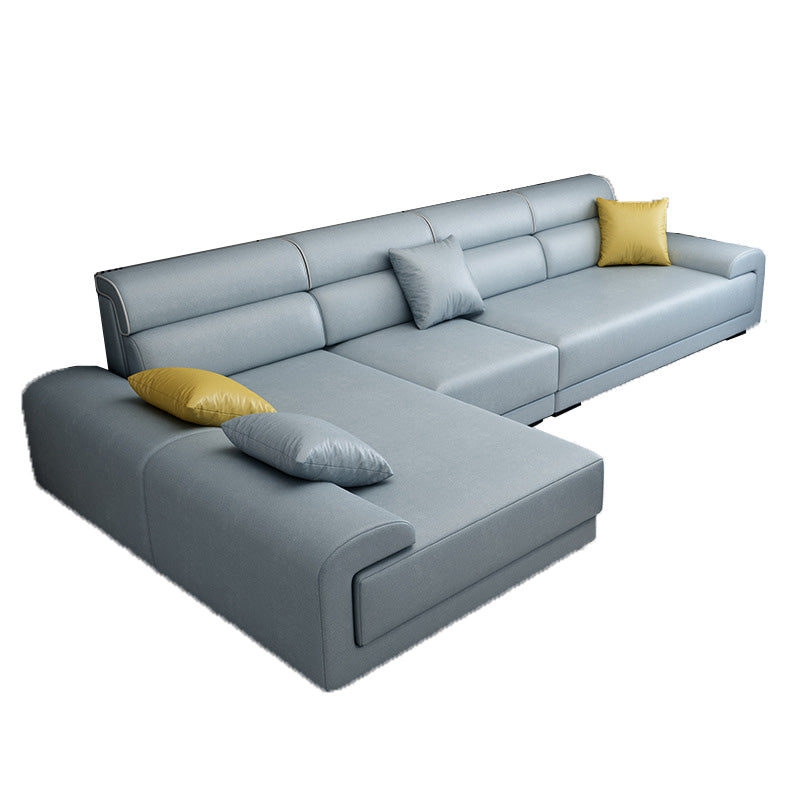 Faux Leather 4-Seater Sectional with Adjustable Head Pillow 70.87" W