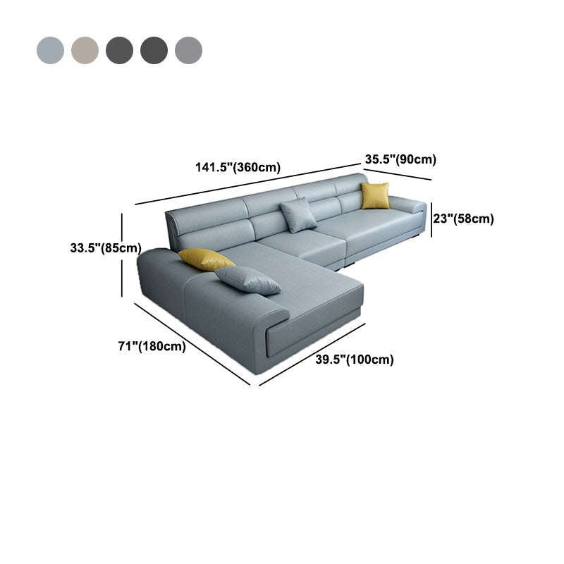 Faux Leather 4-Seater Sectional with Adjustable Head Pillow 70.87" W