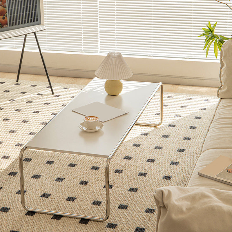 Contemporary Coffee Table with Wooden Top and Steel Sled Base