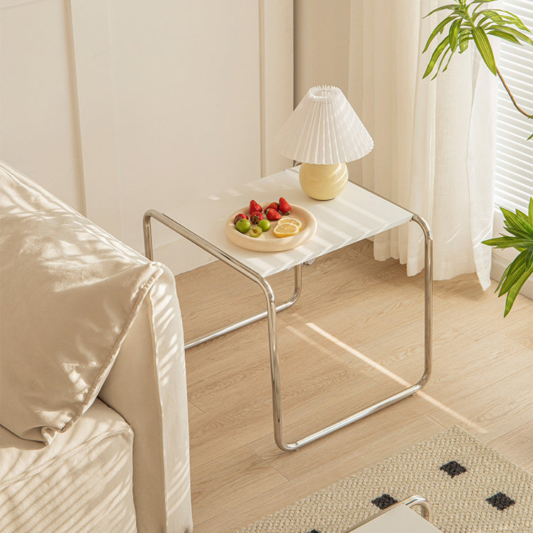 Contemporary Coffee Table with Wooden Top and Steel Sled Base