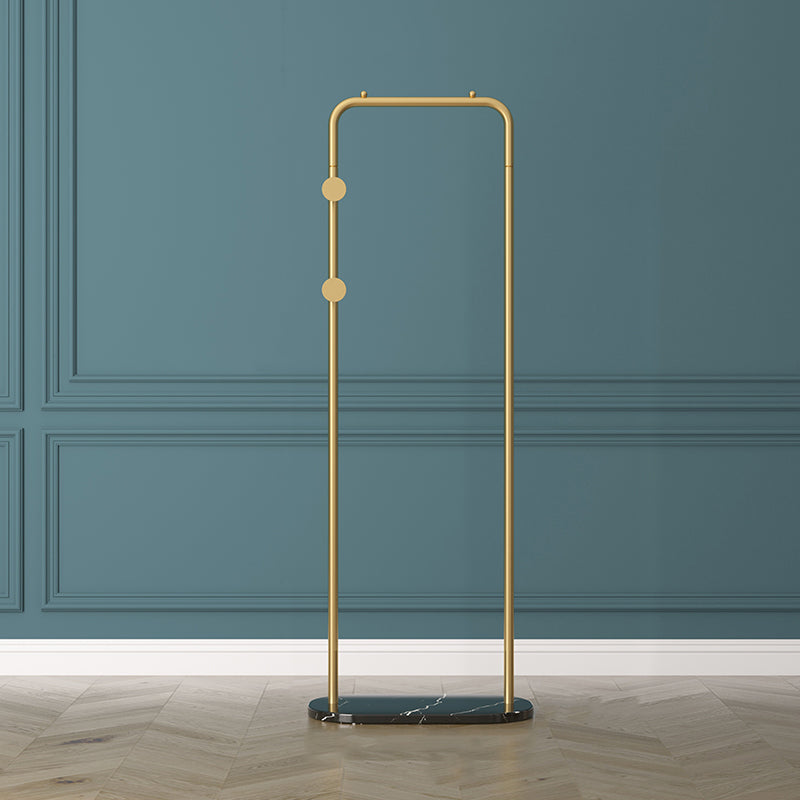 Modern Coat Rack 2 Hooks Solid Color Metal Hall Tree with Marble Bottom