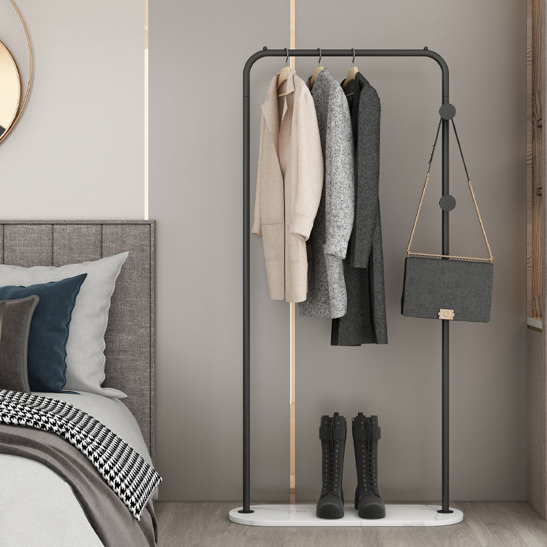 Modern Coat Rack 2 Hooks Solid Color Metal Hall Tree with Marble Bottom