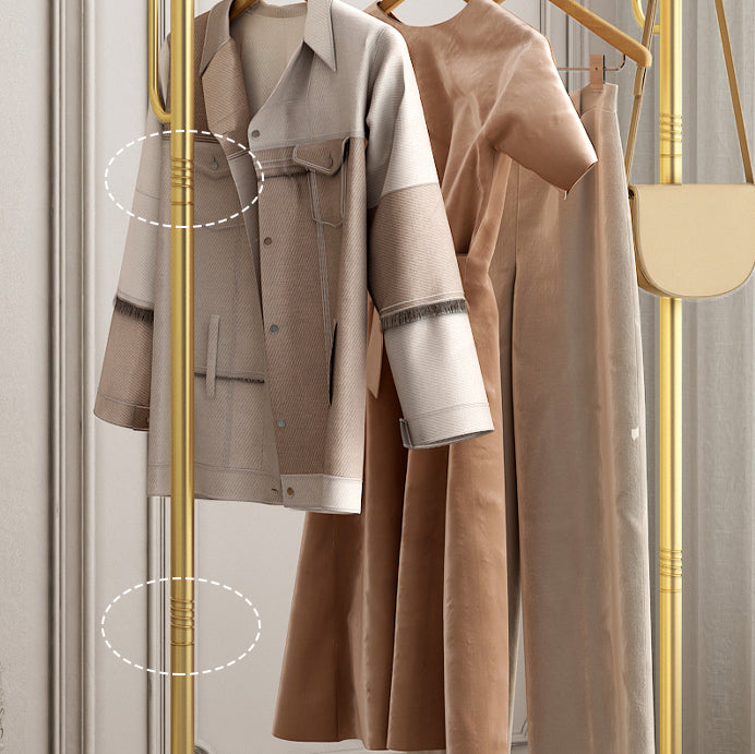 Luxurious Metal Hall Tree Plain Coat Hooks Storage Bench Coat Rack with Castors