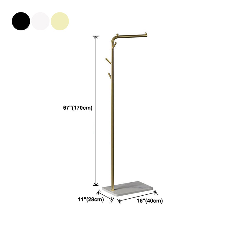 Contemporary Hall Tree Metal Hanging Rail and Hooks Entry Hall Tree