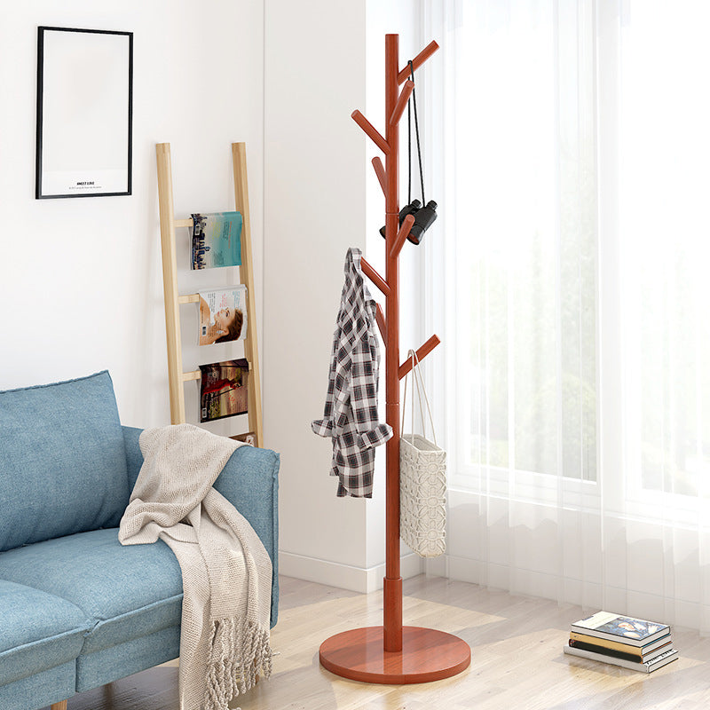 Modern Style Coat Rack Solid Pine Wood Free Standing Hooks Design Coat Rack