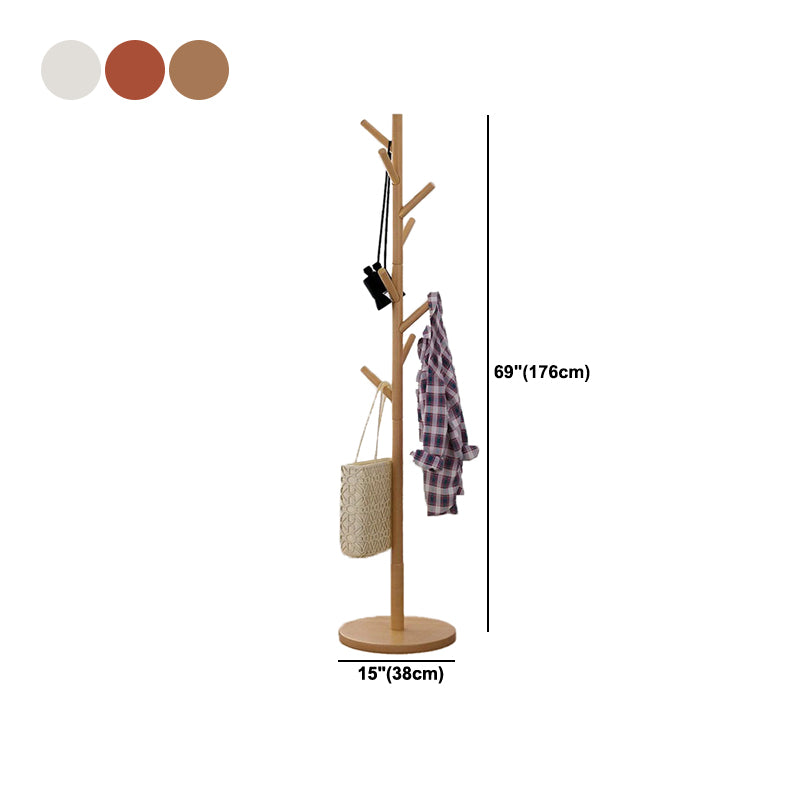Modern Style Coat Rack Solid Pine Wood Free Standing Hooks Design Coat Rack