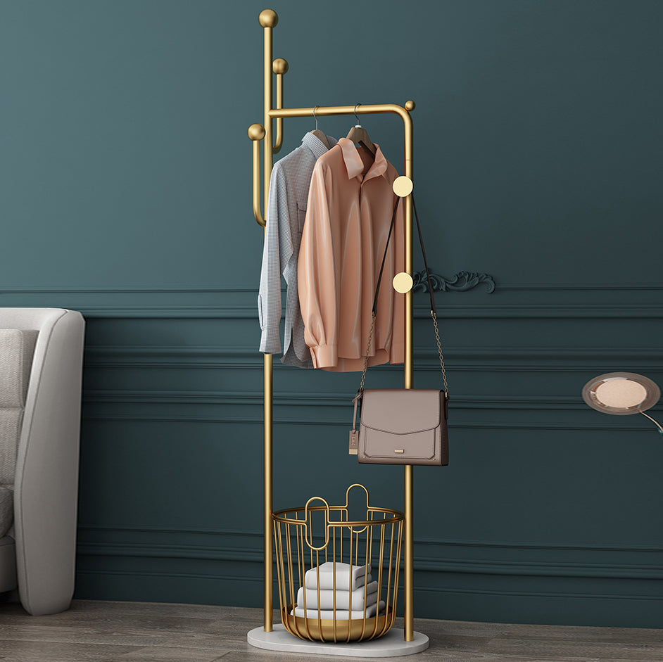 Modern Coat Hanger Metal Included 4 Hooks Entryway Kit with Storage Shelving