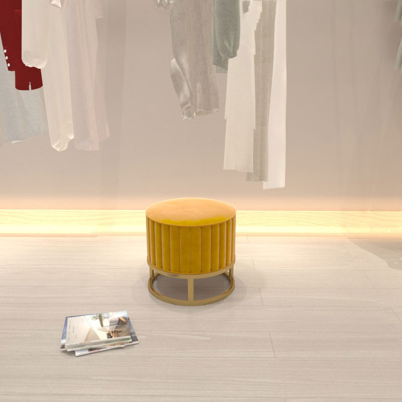 Modern Pouf Ottoman Velvet Upholstered Tear Resistant Round Ottoman with Chair Legs