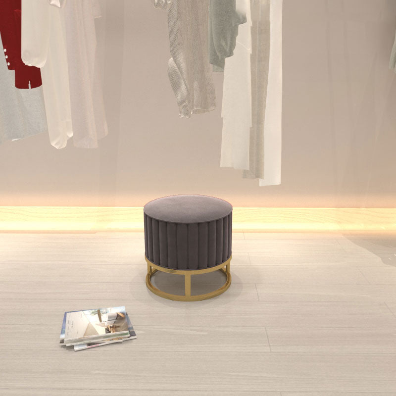 Modern Pouf Ottoman Velvet Upholstered Tear Resistant Round Ottoman with Chair Legs