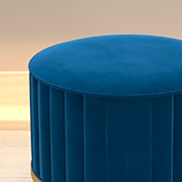 Modern Pouf Ottoman Velvet Upholstered Tear Resistant Round Ottoman with Chair Legs