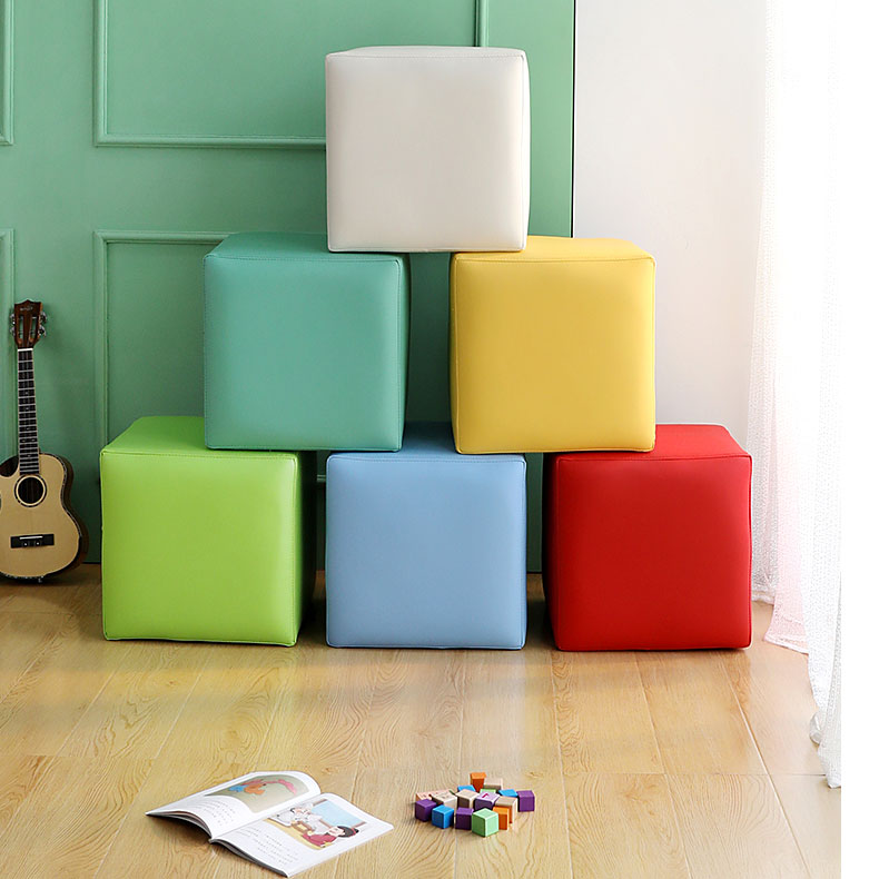 Modern Pure Color Cube Sqaure Faux Leather Cube for Living Room