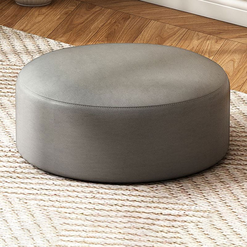 Solid Color Pouf Fabric Round Scratch Resistant Contemporary Pouf Ottoman