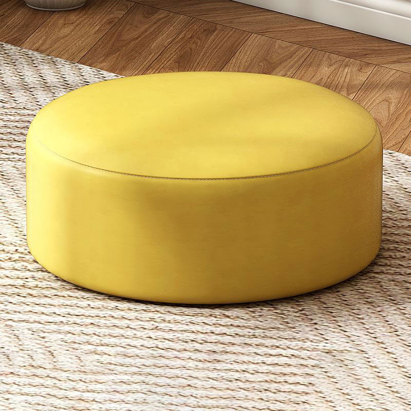 Solid Color Pouf Fabric Round Scratch Resistant Contemporary Pouf Ottoman