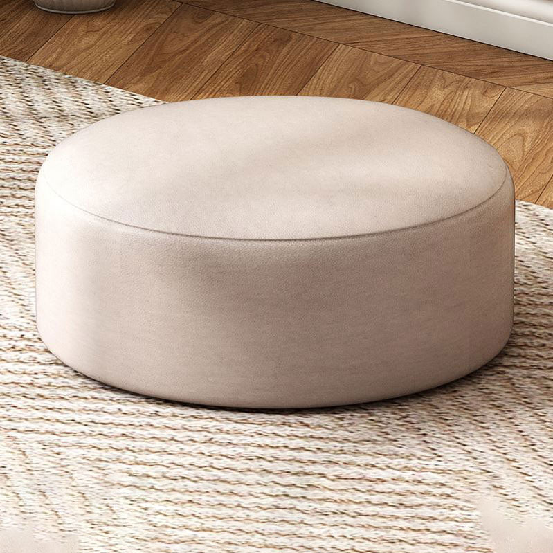 Solid Color Pouf Fabric Round Scratch Resistant Contemporary Pouf Ottoman