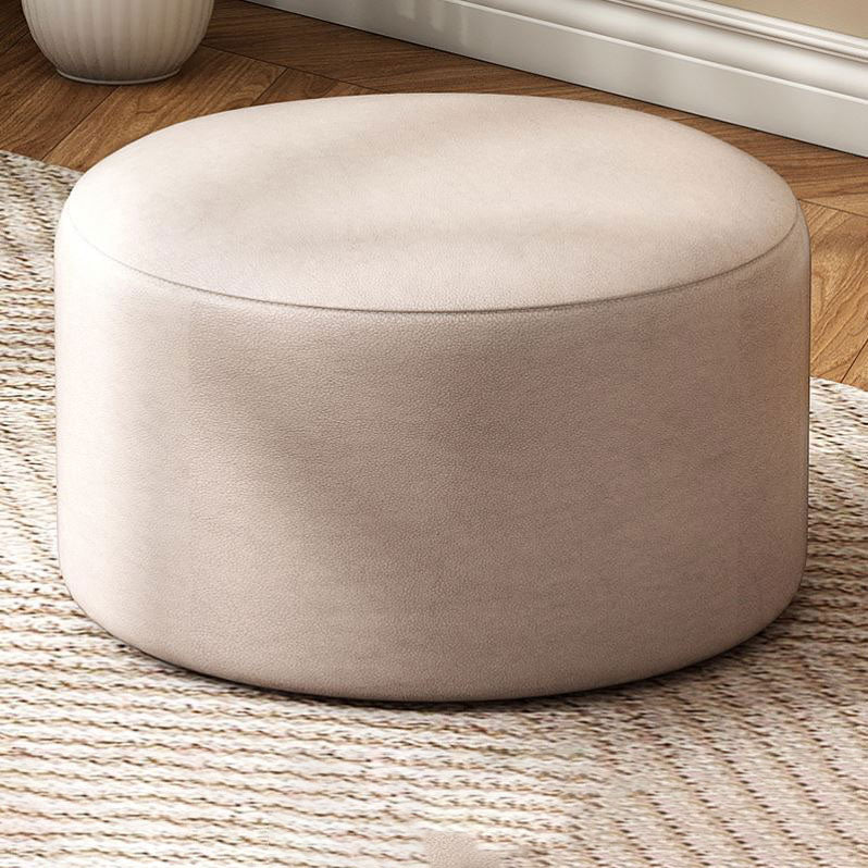 Solid Color Pouf Fabric Round Scratch Resistant Contemporary Pouf Ottoman