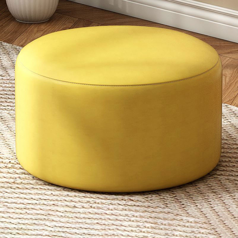 Solid Color Pouf Fabric Round Scratch Resistant Contemporary Pouf Ottoman