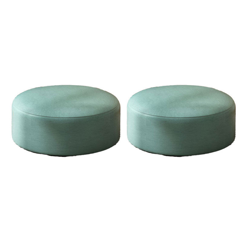 Solid Color Pouf Fabric Round Scratch Resistant Contemporary Pouf Ottoman