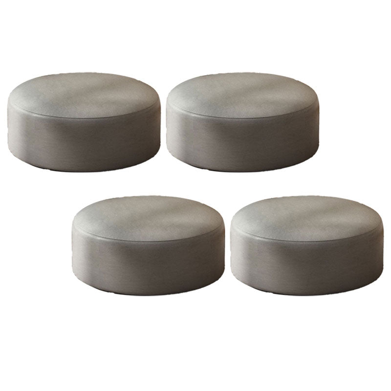 Solid Color Pouf Fabric Round Scratch Resistant Contemporary Pouf Ottoman