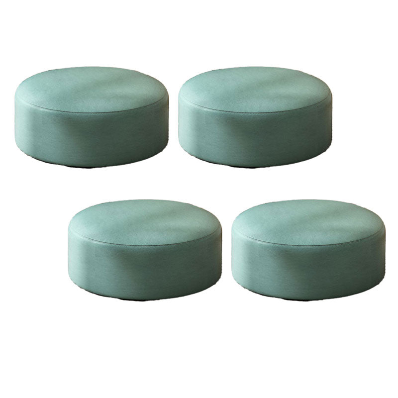 Solid Color Pouf Fabric Round Scratch Resistant Contemporary Pouf Ottoman