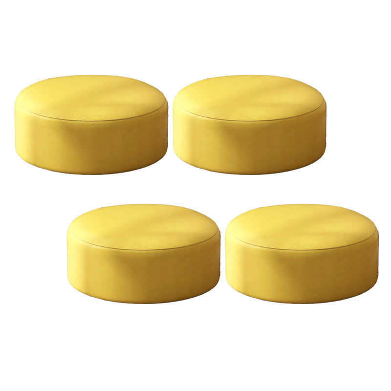 Solid Color Pouf Fabric Round Scratch Resistant Contemporary Pouf Ottoman