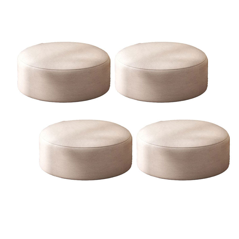Solid Color Pouf Fabric Round Scratch Resistant Contemporary Pouf Ottoman