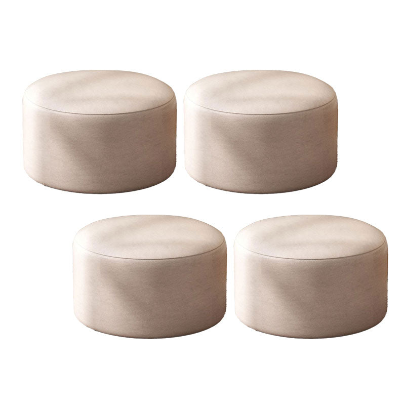 Solid Color Pouf Fabric Round Scratch Resistant Contemporary Pouf Ottoman