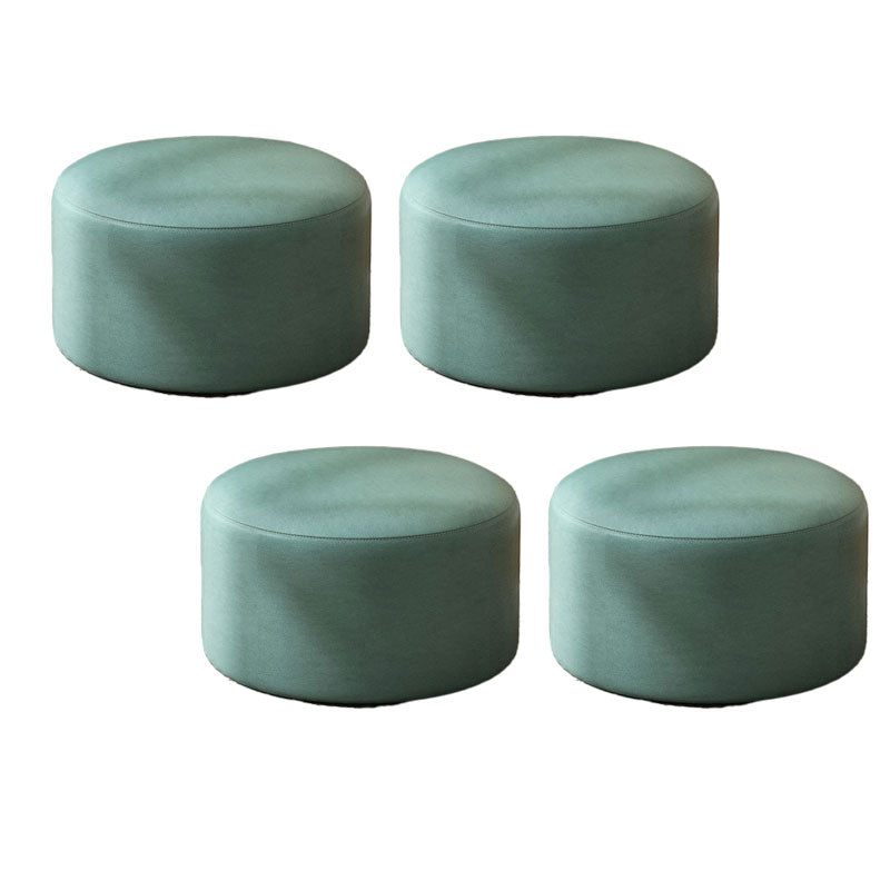 Solid Color Pouf Fabric Round Scratch Resistant Contemporary Pouf Ottoman