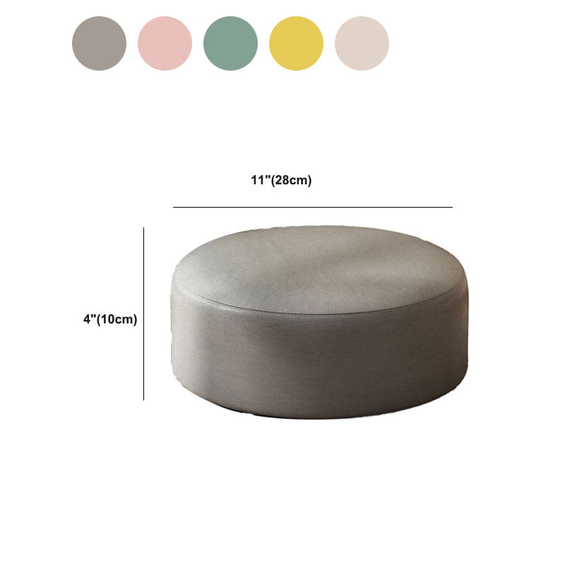 Solid Color Pouf Fabric Round Scratch Resistant Contemporary Pouf Ottoman