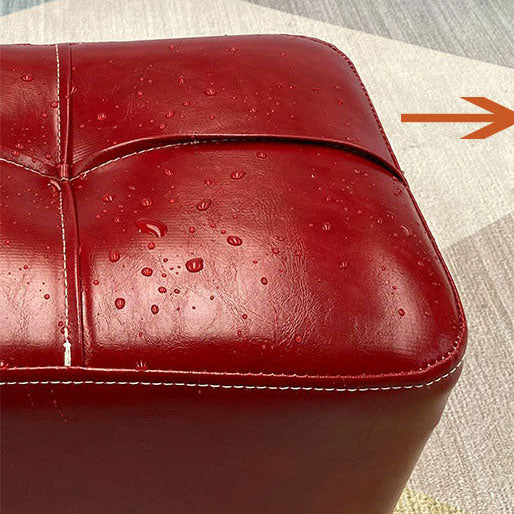 Modern Square Ottoman Plain Water Resistant Faux Leather Stain Resistant Tufted Ottoman