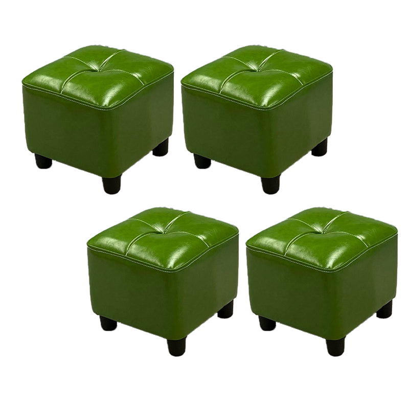 Modern Square Ottoman Plain Water Resistant Faux Leather Stain Resistant Tufted Ottoman