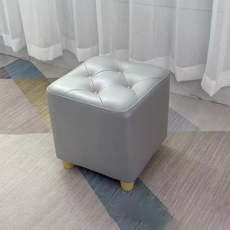 Modern Cotton Pouf Ottoman Plain Square Tufted Water Resistant Chair Pouf