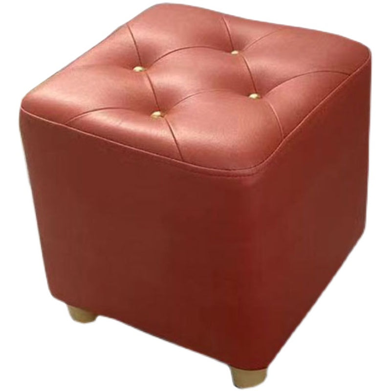 Modern Cotton Pouf Ottoman Plain Square Tufted Water Resistant Chair Pouf
