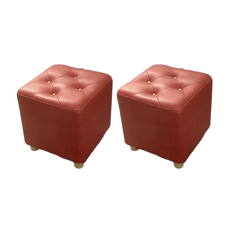 Modern Cotton Pouf Ottoman Plain Square Tufted Water Resistant Chair Pouf