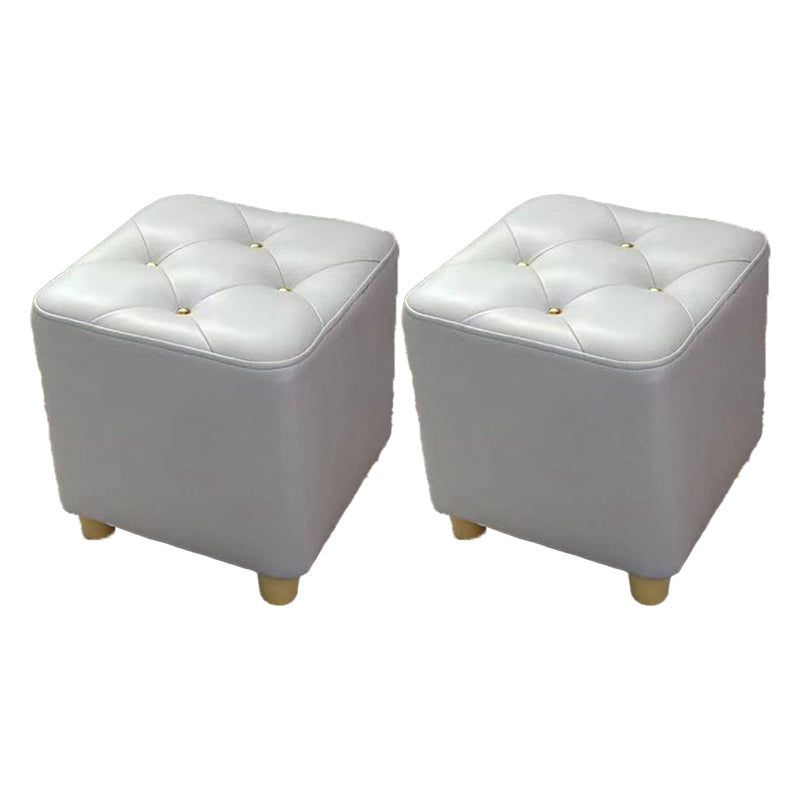 Modern Cotton Pouf Ottoman Plain Square Tufted Water Resistant Chair Pouf